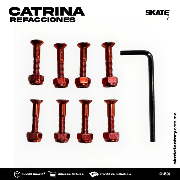 TORNILLOS PARA SKATEBOARDING CATRINA ROJO