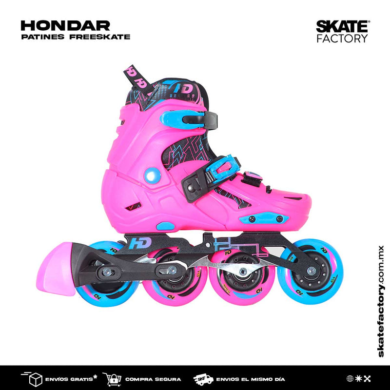 PATINES EN LINEA HONDAR FREESKATE DAMA ROSA AZUL AJUSTABLES