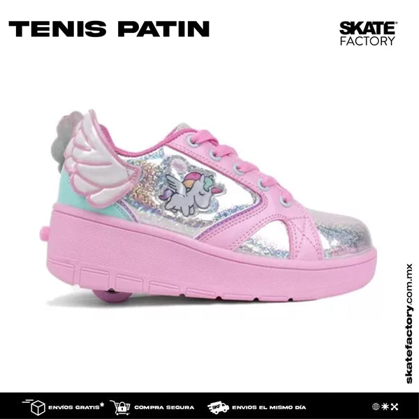 TENIS PATIN NIÑA ONIX PLATA ROSA