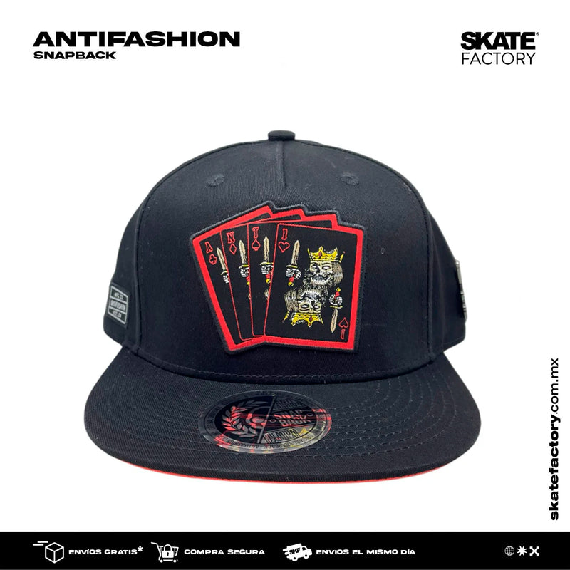 GORRA PLANA ANTIFASHION SNAPBACK KING NEGRO NARANJA