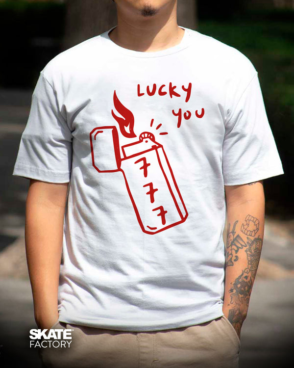 PLAYERA RIDER LUCKY 777 BLANCA