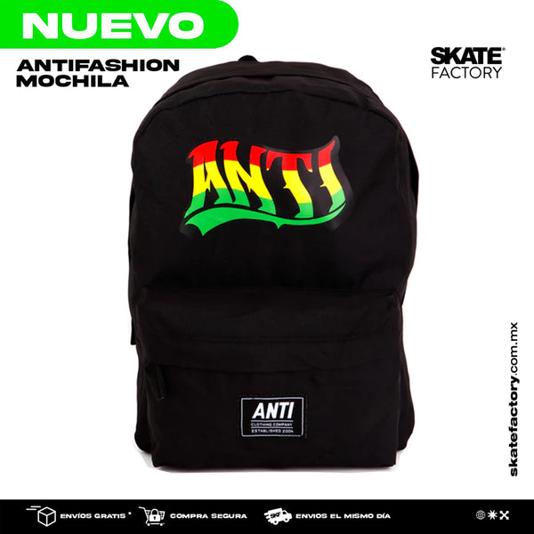 MOCHILA PORTA LAPTOP ANTIFASHION RASTA NEGRO VERDE ROJO