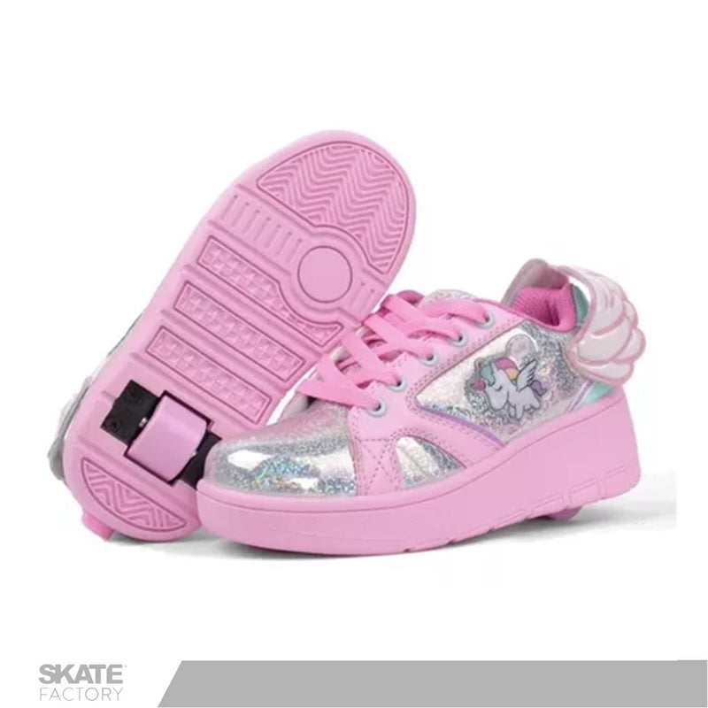 TENIS PATIN NIÑA ONIX PLATA ROSA