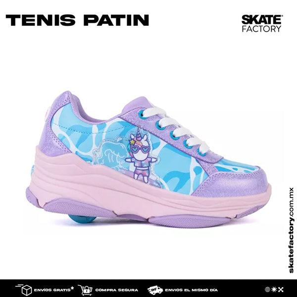 TENIS PATIN NIÑA ONIX MORADO AZUL