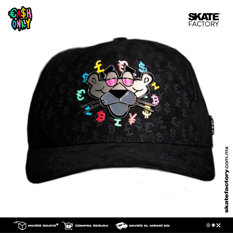 GORRA PLANA CASH ONLY PANTERA FULL NEGRO ROSA