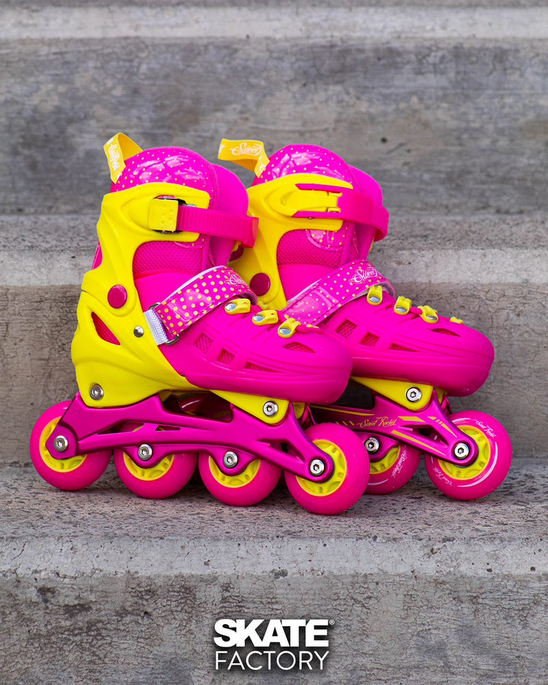 PATINES EN LINEA PARA NIÑA SWEET ROCKET ROSA CON AMARILLO – Skate Factory