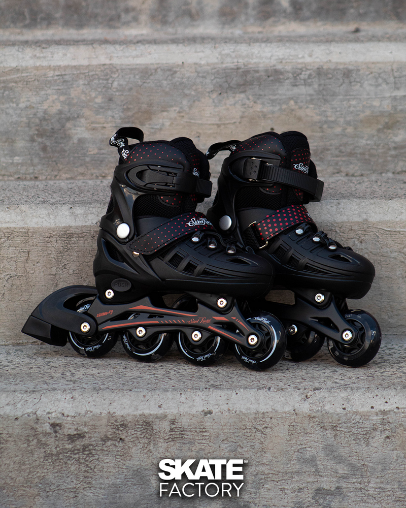 PATINES EN LINEA PARA NIÑOS SWEET ROCKET NEGRO CON ROJO