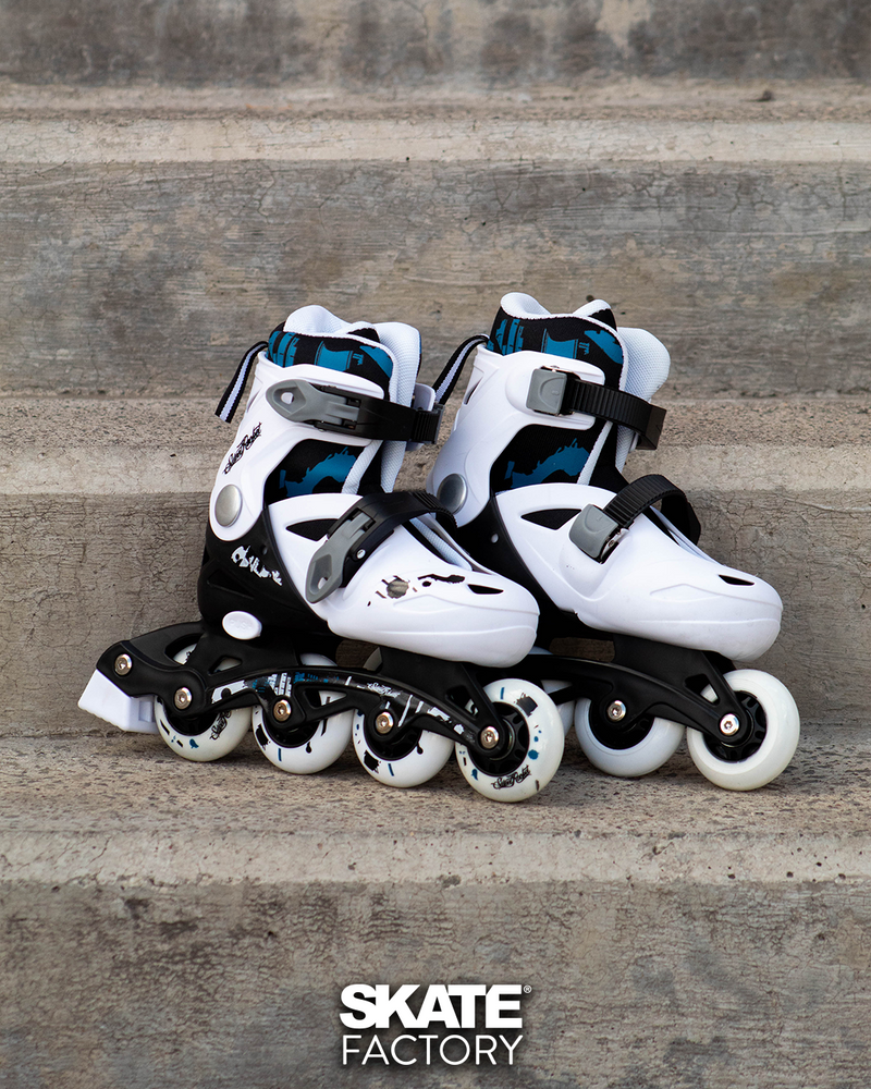 PATINES EN LINEA PARA NIÑOS SWEET ROCKET BLANCOS CON NEGRO