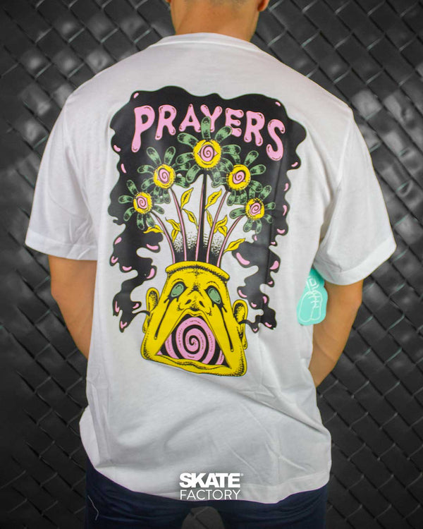 PLAYERA PRAYERS MACETA BCO ROSA