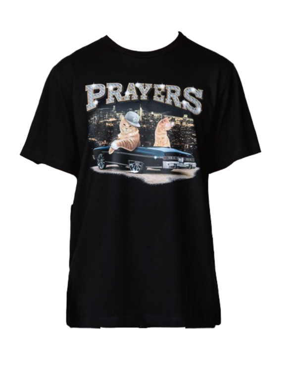 PLAYERA PRAYERS RESPECT NEGRA