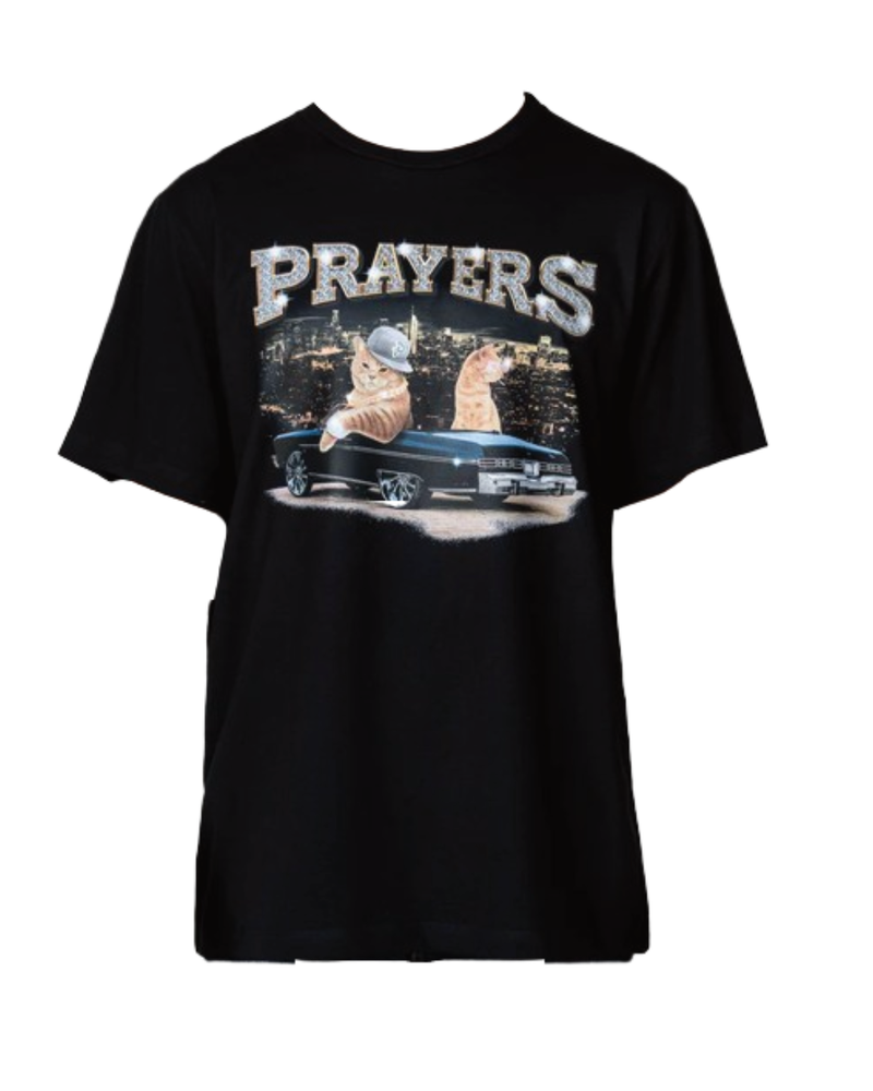 PLAYERA PRAYERS RESPECT NEGRA