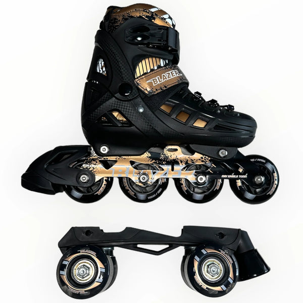 PATINES BLAZER 2 EN 1 AJUSTABLES DE TALLA NEGRO ORO