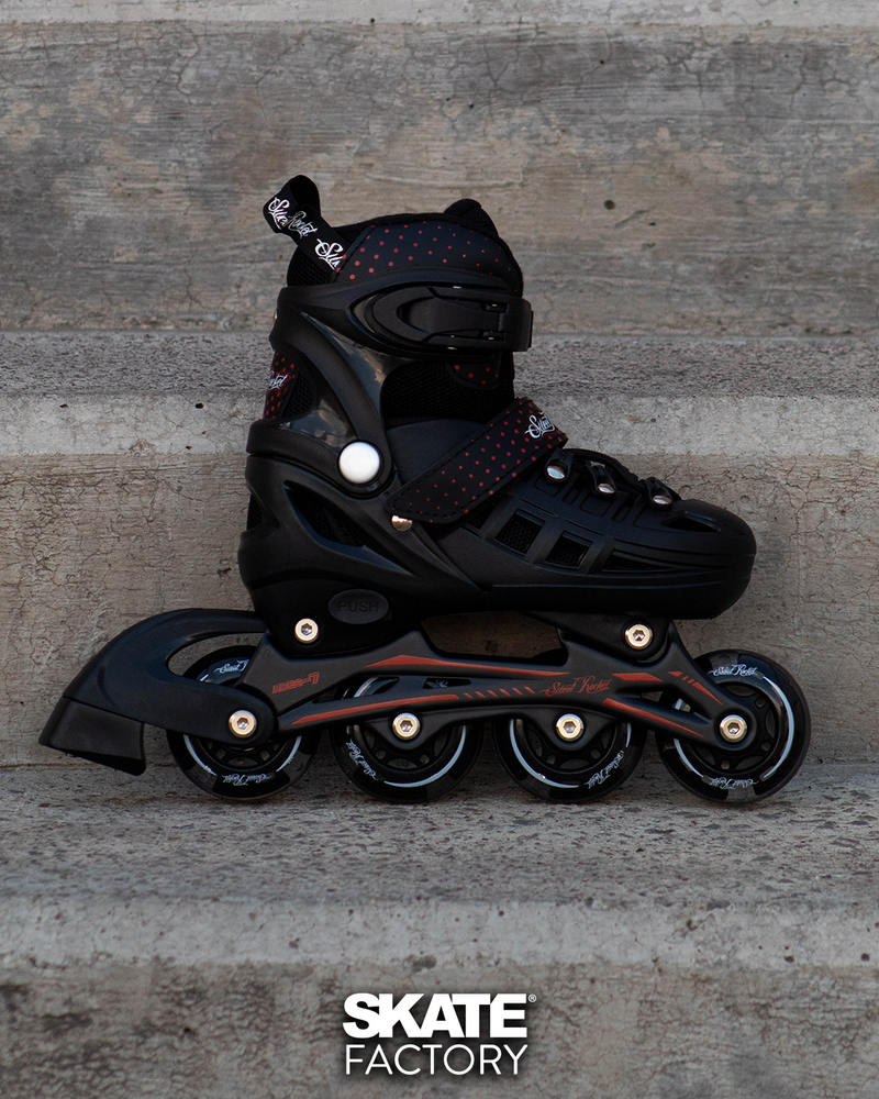 PATINES EN LINEA PARA NIÑOS SWEET ROCKET NEGRO CON ROJO