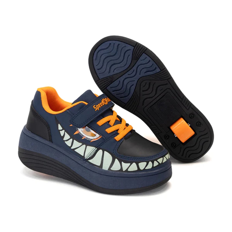 TENIS PATIN NIÑO SPEED ROLLER MARINO NARANJA
