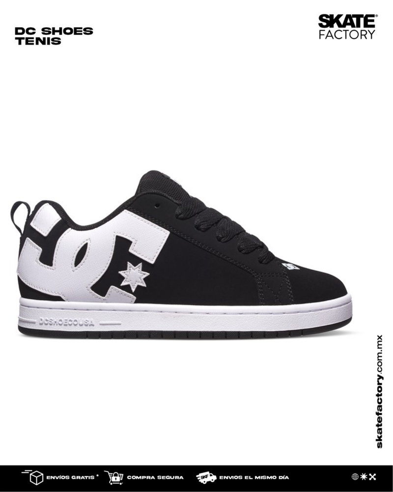 TENIS DC SHOES COURT GRAFFIK NEGRO BLANCO