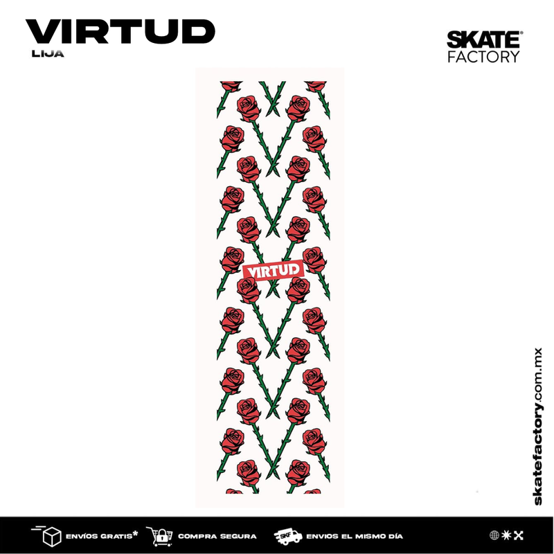 LIJA PARA PATINETA VIRTUD SKATEBOARDS BLANCO ROSAS
