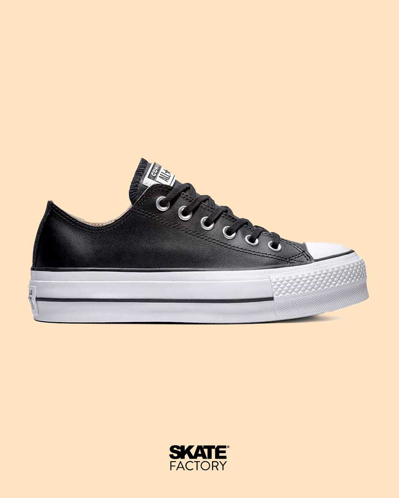 CONVERSE PLATAFORMA NEGRO PIEL PARA DAMA