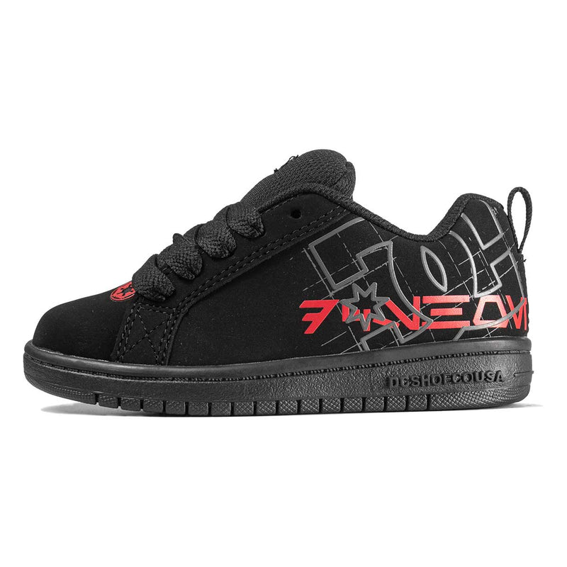 DC SHOES COURT GRAFIKK TENIS PREESCOLAR NEGRO ROJO NOBUCK
