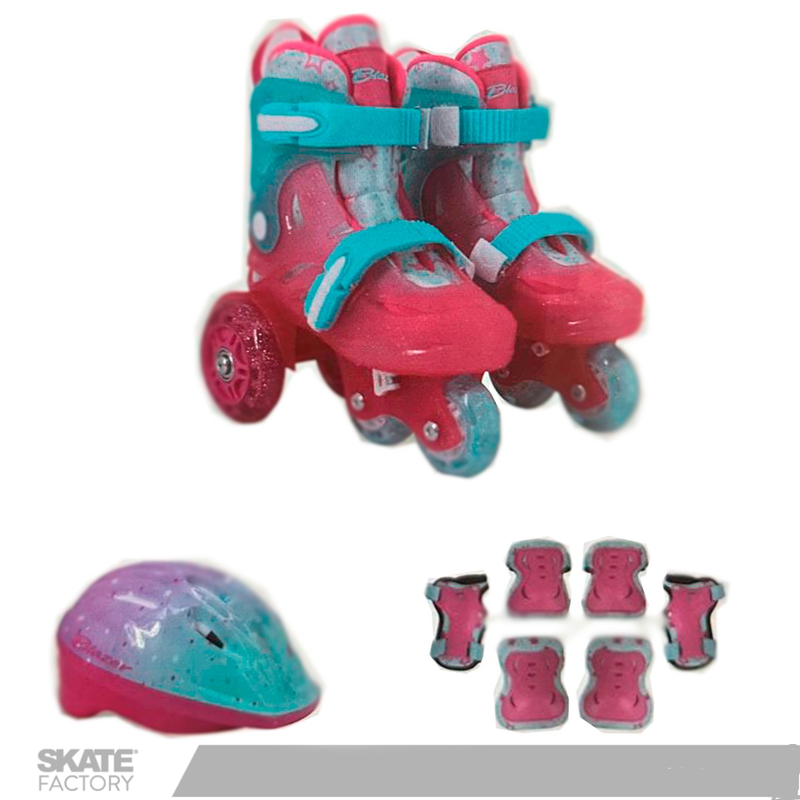PATIN ENTRENADOR PARA NIÑA BLAZER INCLUYE PROTECCIONES ROSA