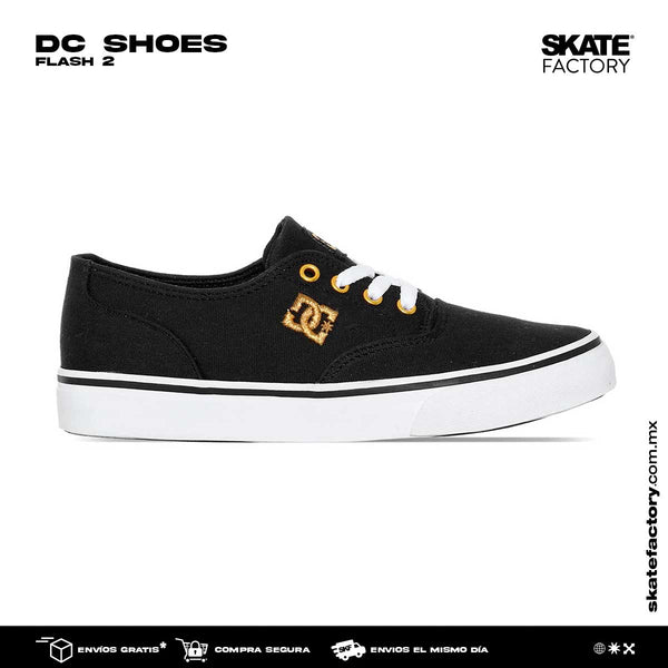 TENIS DC SHOES FLASH 2 DAMA NEGRO ORO