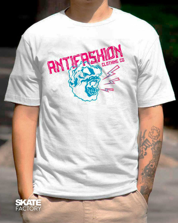 PLAYERA MANGA CORTA ANTIFASHION GORILA BCO ROSA