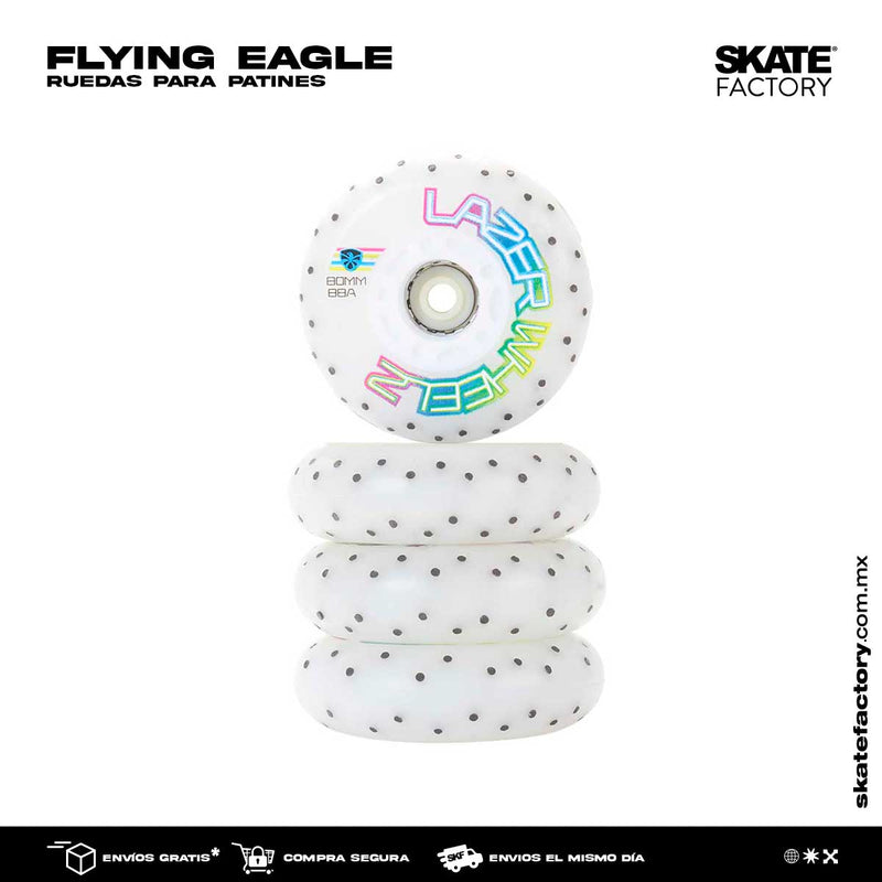 RUEDAS CON LUCES PLASTICO FLYING EAGLE FERFIREZ BLANCO AZUL