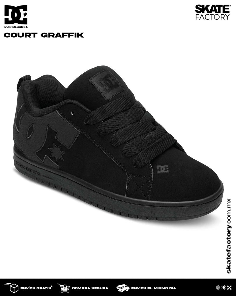 TENIS PARA CABALLERO DC SHOES COURT GRAFFIK NEGRO (3BK)