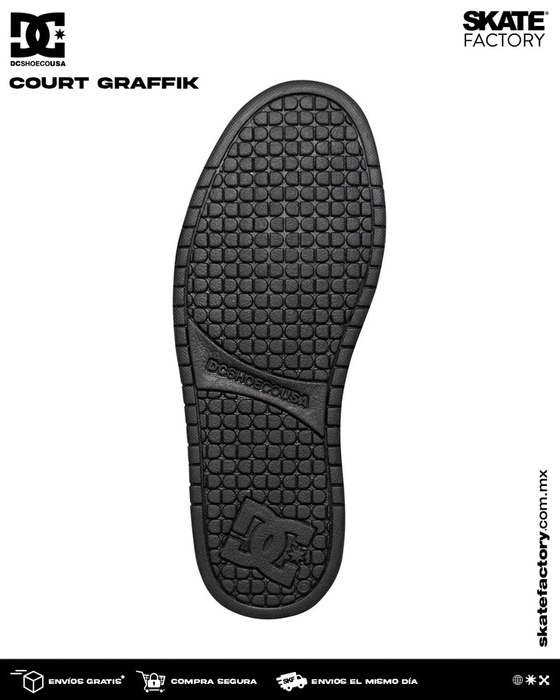 TENIS PARA CABALLERO DC SHOES COURT GRAFFIK NEGRO (3BK)
