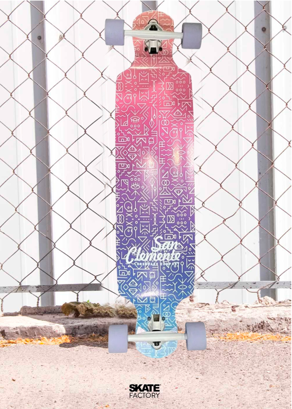 LONGBOARD COMPLETA CLEMENTE MAPPLE ROJA LILA