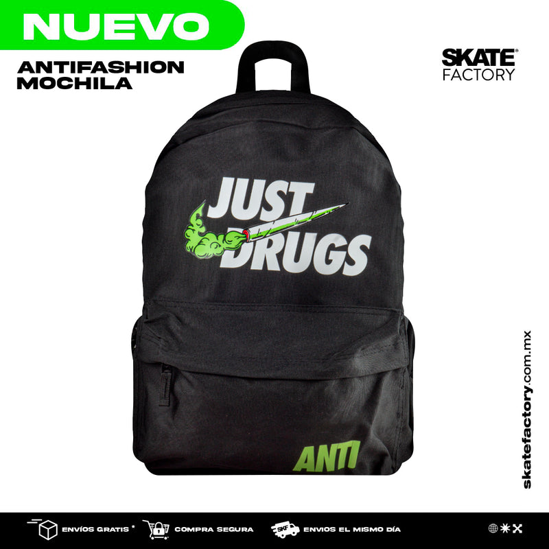 MOCHILA PORTA LAPTOP ANTIFASHION JUST DRUGS COLOR NGO VDE