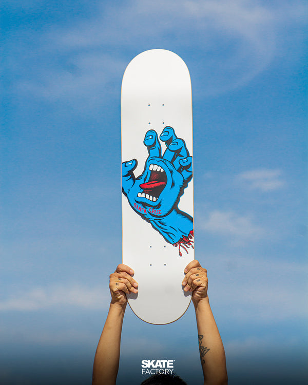 TABLA DE SKATEBOARD SCREAMIN HAND SANTA CRUZ BCO AZUL 8.25"