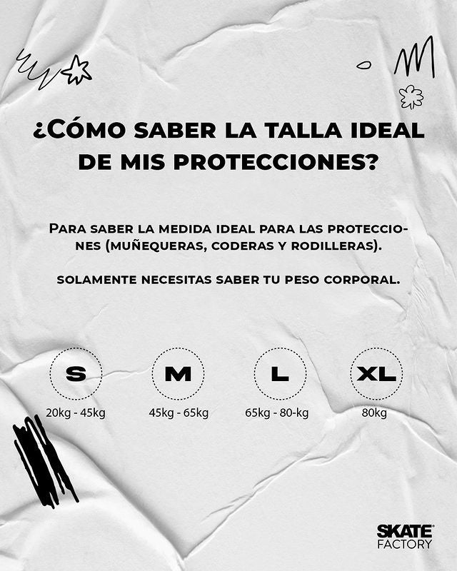 conoce la talla de tus protecciones para patinar skf 