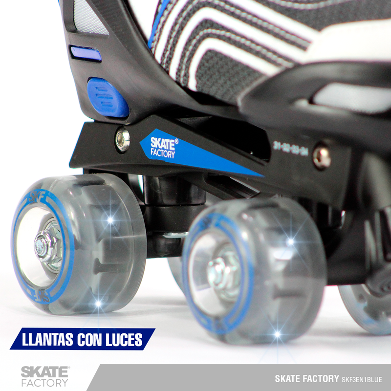 SKATE FACTORY 3 EN 1 PATINES AJUSTABLES NIÑO AZUL