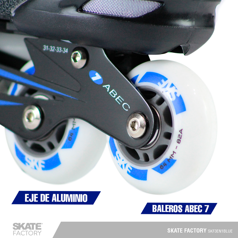 SKATE FACTORY 3 EN 1 PATINES AJUSTABLES NIÑO AZUL