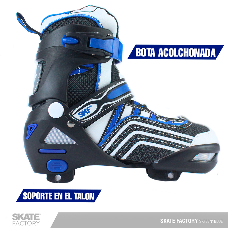 SKATE FACTORY 3 EN 1 PATINES AJUSTABLES NIÑO AZUL