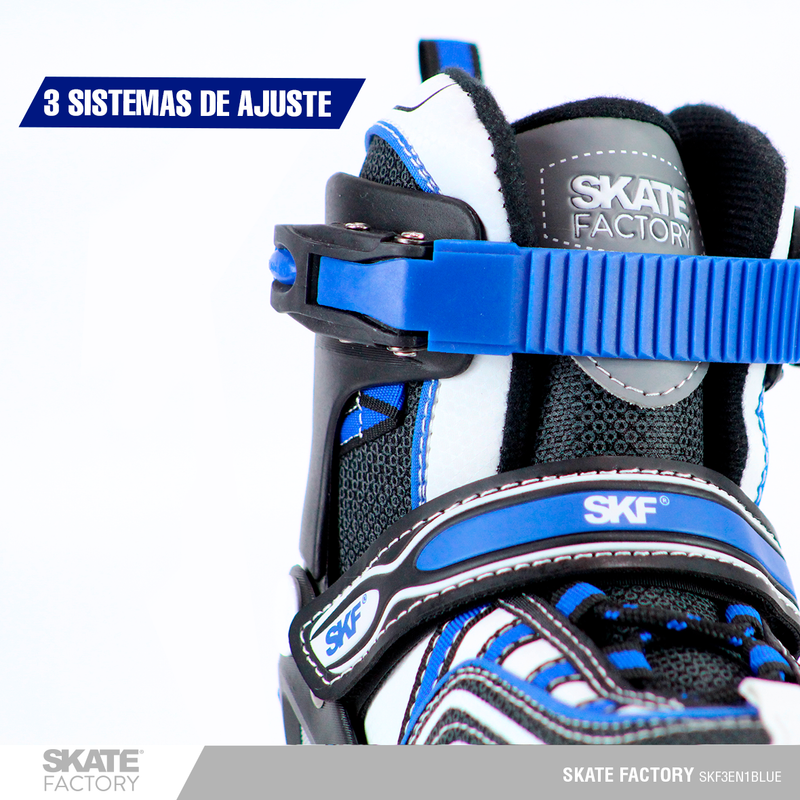 SKATE FACTORY 3 EN 1 PATINES AJUSTABLES NIÑO AZUL