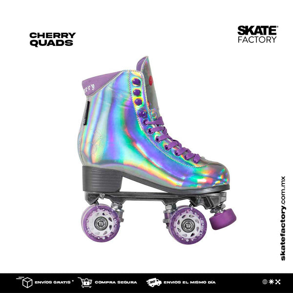 PATINES CLÁSICOS CHERRY QUADS DAMA PLATA