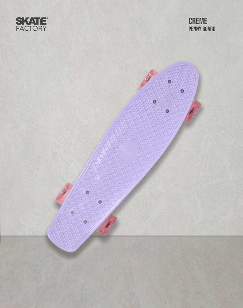 PATINETA MINI SKATE TIPO PENNY BOARD CREME MORADO ROSA