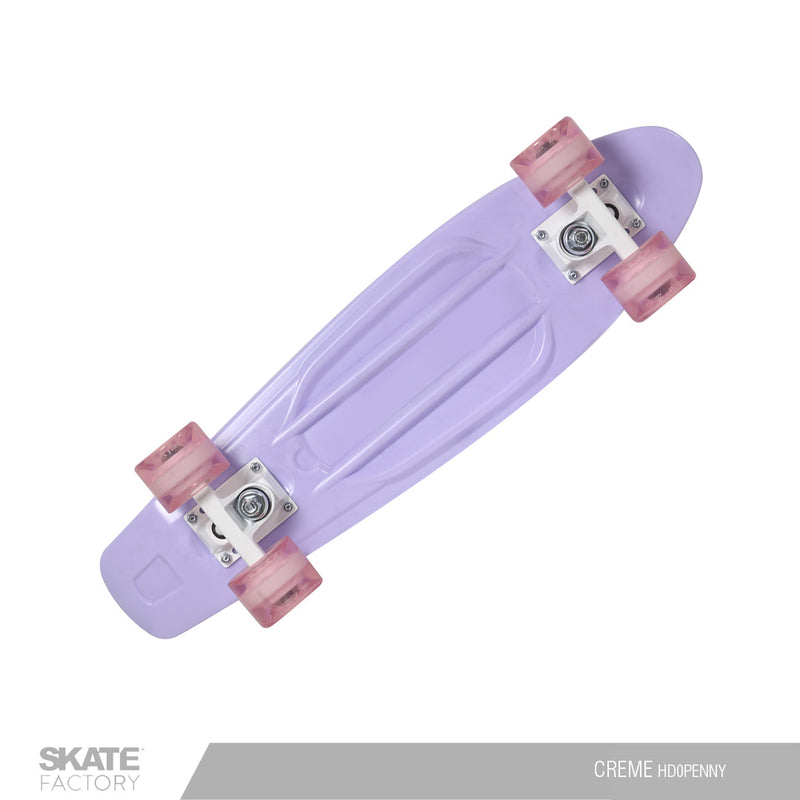 PATINETA MINI SKATE TIPO PENNY BOARD CREME MORADO ROSA