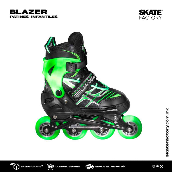 PATINES EN LINEA PARA NIÑOS FITNESS BLAZER PATINES AJUSTABLES COLOR NEGRO VERDE