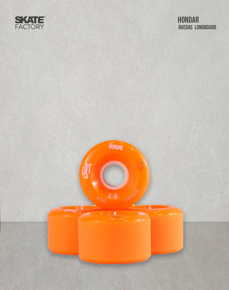 RUEDAS PARA LONGBOARD  NARANJA 65MM 80A HONDAR