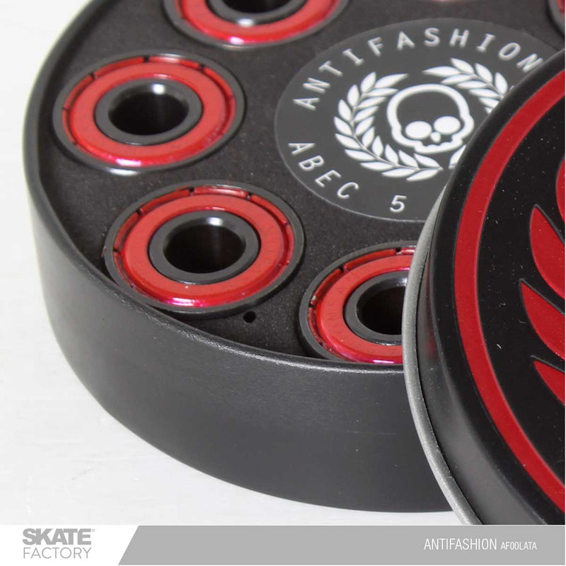 Baleros para skateboard de marca antifashion, abec 5, De color rojo con negro. Incluye estuche metálico en tu compra. Aumenta la velocidad a tu skateboard con estos baleros antifashion ABEC 9 continua en el skateboarding con más velocidad, práctica tus mejores trucos en skateboard envíos gratis en compras mayores a $999 pesos compra fácil y rápido Encuéntralos en tu skate shop, Skate factory ®.