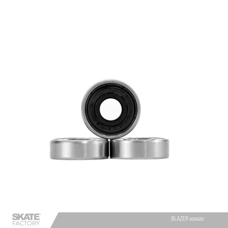 Aumenta la velocidad a tu skateboard con estos baleros indstriales  de color metal y negros azul ABEC 7, continua en el skateboarding con más velocidad, práctica tus mejores trucos en skateboard envíos gratis en compras mayores a $999 pesos compra fácil y rápido Encuéntralos en tu skate shop, Skate factory ®.