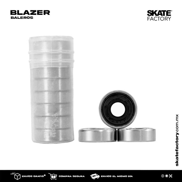 Aumenta la velocidad a tu skateboard con estos baleros indstriales de color metal y negros azul ABEC 7, continua en el skateboarding con más velocidad, práctica tus mejores trucos en skateboard envíos gratis en compras mayores a $999 pesos compra fácil y rápido Encuéntralos en tu skate shop, Skate factory ®.