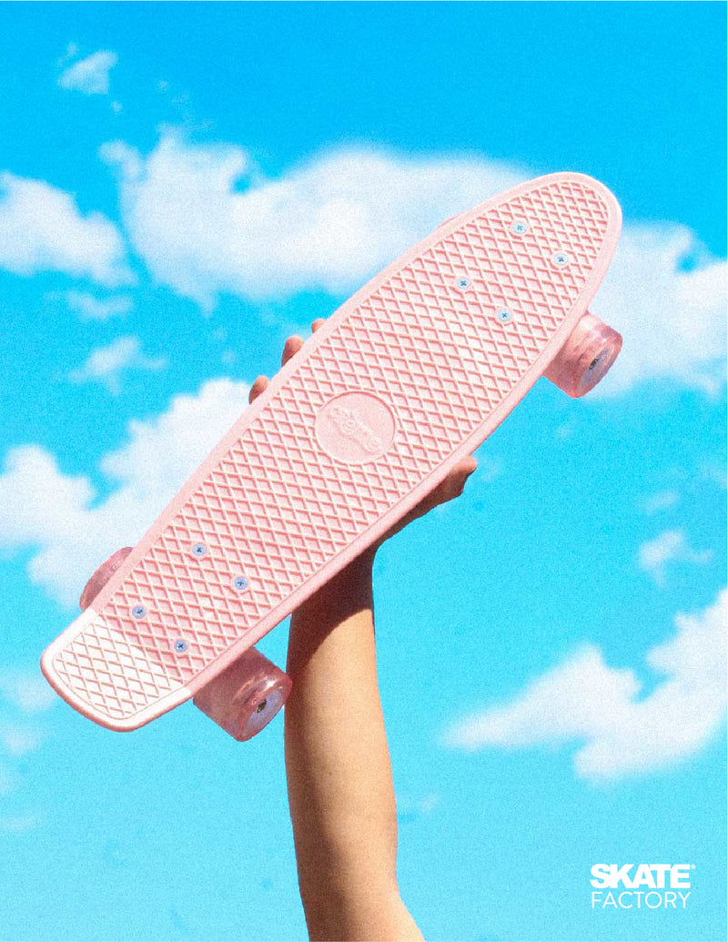 PATINETA MINI SKATE TIPO PENNY BOARD CREME ROSA