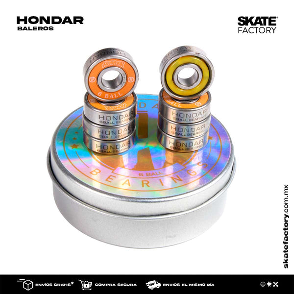 Aumenta la velocidad a tu skateboard con estos baleros HONDAR ABEC 9 continua en el skateboarding con más velocidad, práctica tus mejores trucos en skateboard envíos gratis en compras mayores a $999 pesos compra fácil y rápido Encuéntralos en tu skate shop, Skate factory ®.