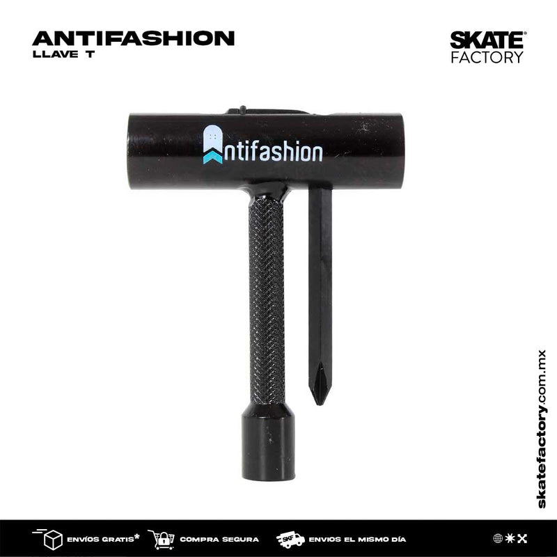 Para poder tener tu skateboard en el mejor estado requieres de las mejores refacciones de skate y herramientas, en la skate shop y tienda en línea puedes encontrar la eficiente llave t de antifashion, portable, útil y de calidad. Envíos gratis en compras mayores a $999 pesos compra fácil y rápido Encuéntralos en tu skate shop, Skate factory ®.