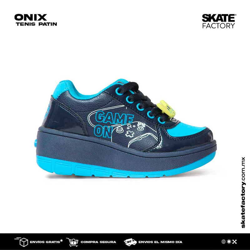 Tenis patin para niño y niña onix, incluye suela de goma y luces al contacto Disponibles en Skate Factory tu skate shop favorito, Envíos gratis en compras mayores a $999 pesos compra fácil y rápido Encuéntralos en tu skate shop, Skate factory ®.