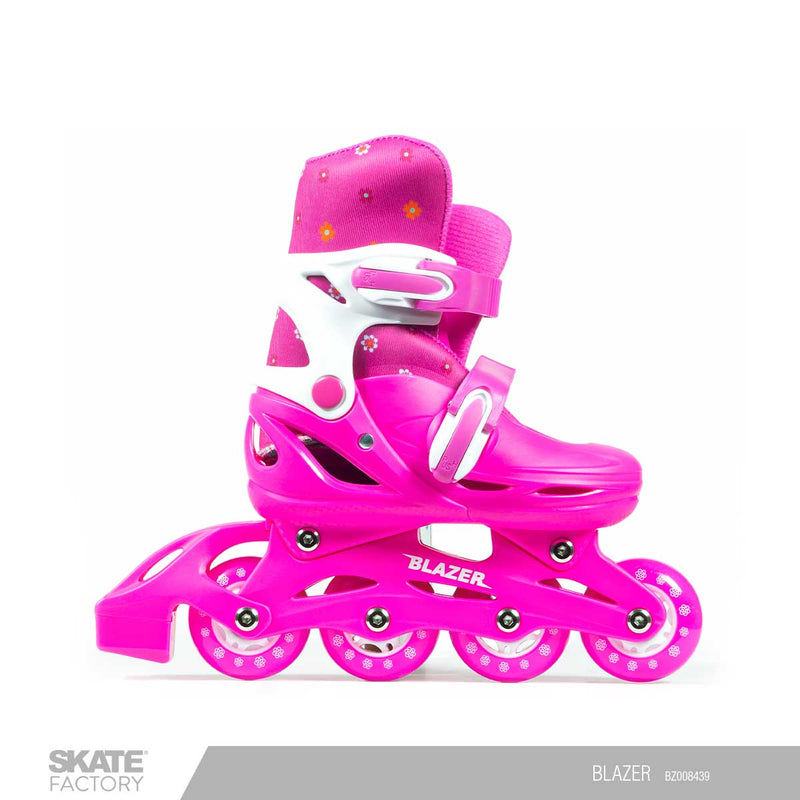 patines en linea, patines rosas, protecciones para patines. 