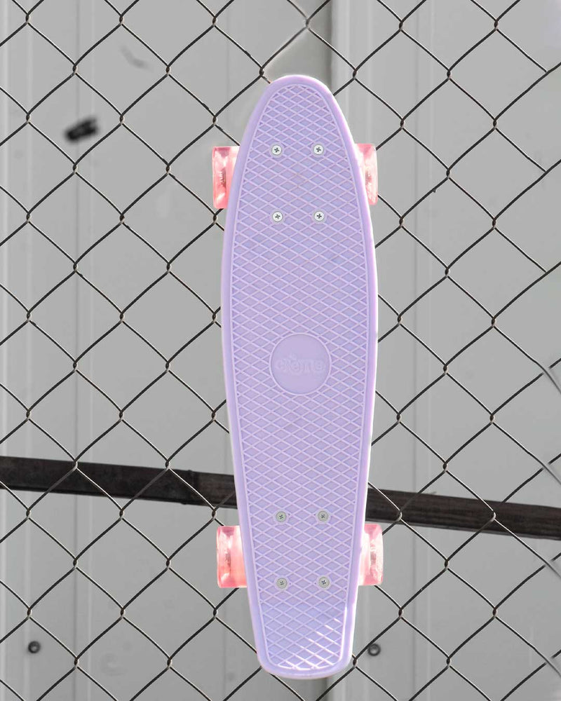 PATINETA MINI SKATE TIPO PENNY BOARD CREME MORADO ROSA